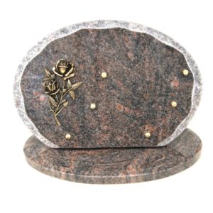 Pompes Funèbres Grosso : Plaque ovale granit eclate him roses