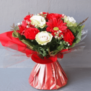 Pompes Funèbres Grosso :Bouquet bulle gerberas roses rouge