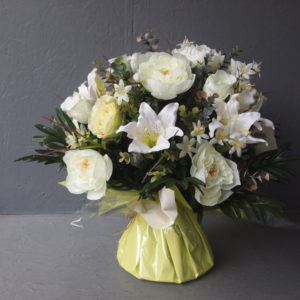 Pompes Funèbres Grosso : Bouquet bulle grande taille blanc