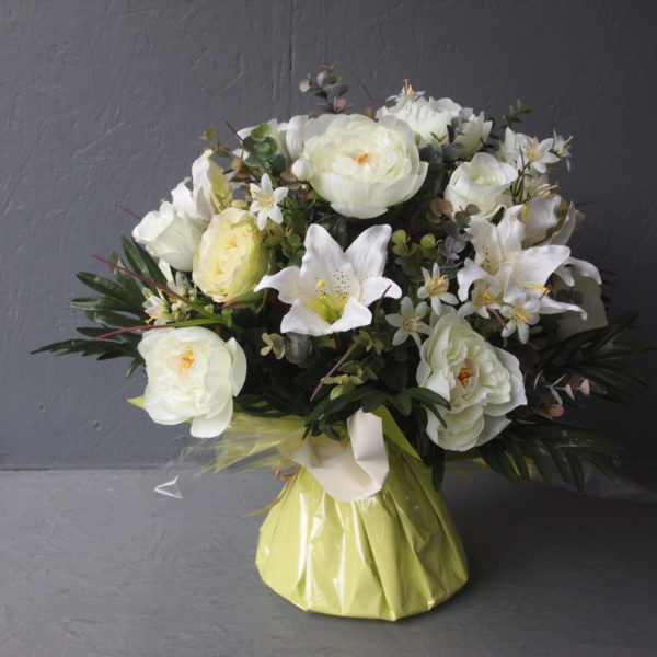 Pompes Funèbres Grosso : Bouquet bulle grande taille blanc