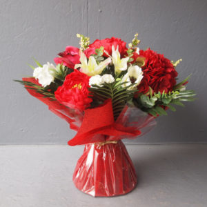 Pompes Funèbres Grosso : Bouquet bulle hortensias pivoines rouge