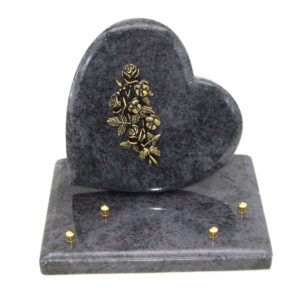 Pompes Funèbres Grosso : Coeur granit sur socle MB roses