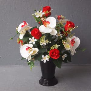 Pompes Funèbres Grosso : Cone rond orchi roses rouge