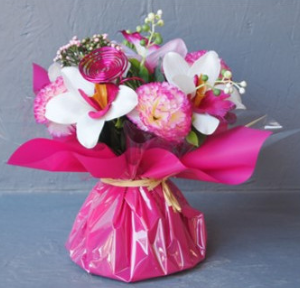 Pompes Funèbres Grosso Petit bouquet bulle fushia 07N24: