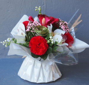 Pompes Funèbres Grosso : Petit bouquet bulle rouge 07N24