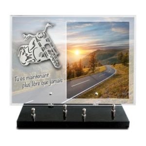Pompes Funèbres Grosso : Plaque altu image motif inox moto 25x35cm