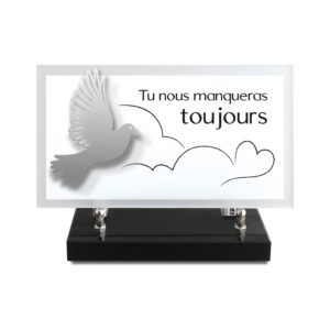 Pompes Funèbres Grosso : Plaque altu texte gravé 14X25 Décor inox