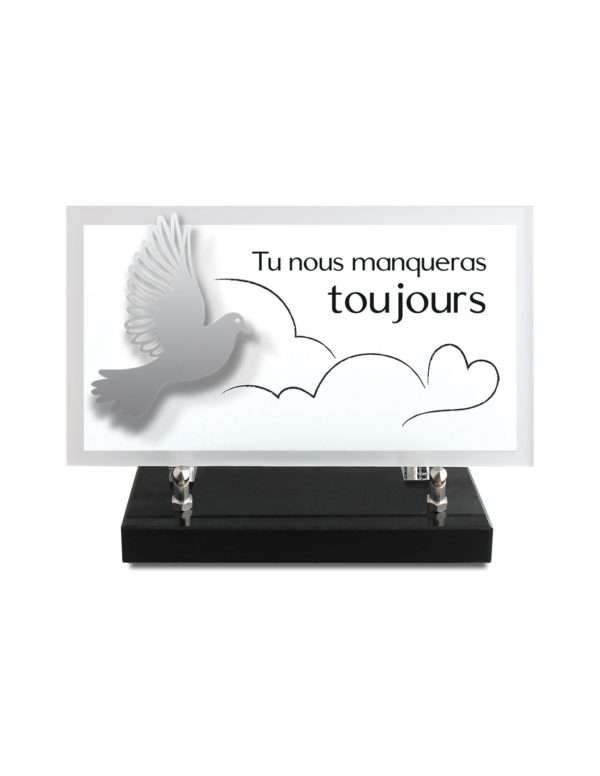 Pompes Funèbres Grosso : Plaque altu texte gravé 14X25 Décor inox
