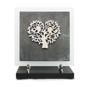 Pompes Funèbres Grosso : Plaque grés céram 24X24CM motif Inox arbre