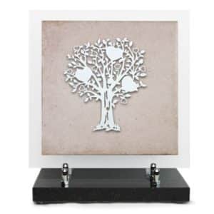 Pompes Funèbres Grosso : Plaque grés céram 24X24CM motif Inox arbre