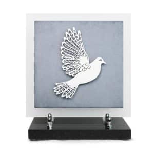 Pompes Funèbres Grosso : Plaque grés céram 24X24CM motif Inox colombe