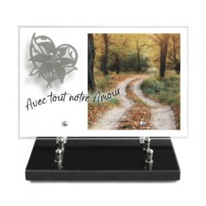 Pompes Funèbres Grosso : Plaque imprimée 20X30CM Motif inox lys