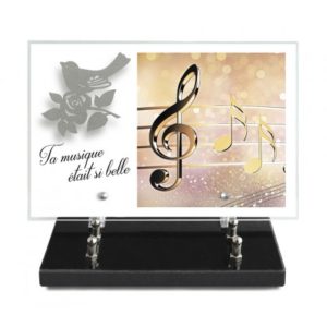 Pompes Funèbres Grosso : Plaque imprimée 20X30CM motif inox oiseau