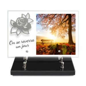 Pompes Funèbres Grosso : Plaque imprimée 20X30CM motif inox rose