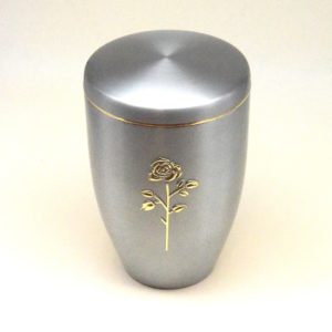 Pompes Funèbres Grosso : Urne alu grise rose or 18X25cm