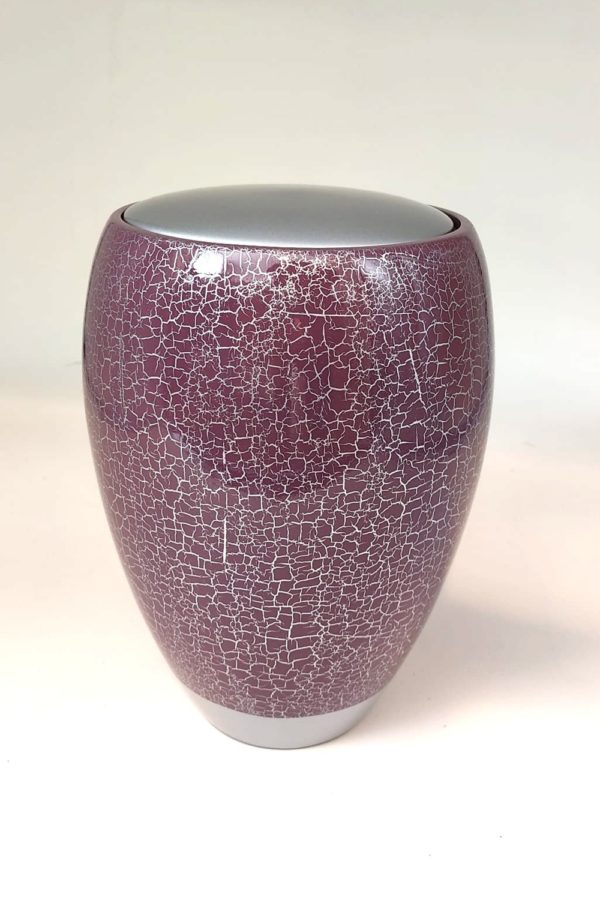 Pompes Funèbres Grosso : Urne craquelée bordeau Ø17x24cm 3.4l