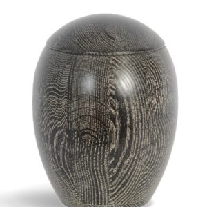 Pompes Funèbres Grosso : Urne noire bois frene Ø19x26cm