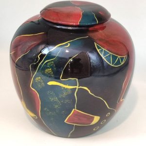 Pompes Funèbres Grosso : Urne porcelaine noire multicolore Ø21x21cm 4l