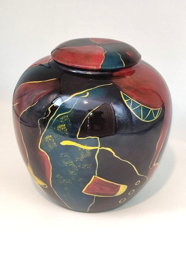 Pompes Funèbres Grosso : Urne porcelaine noire multicolore Ø21x21cm 4l
