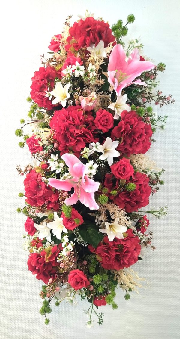 Pompes Funèbres Grosso : Dessus de cercueil Sublime rouge blanc rose