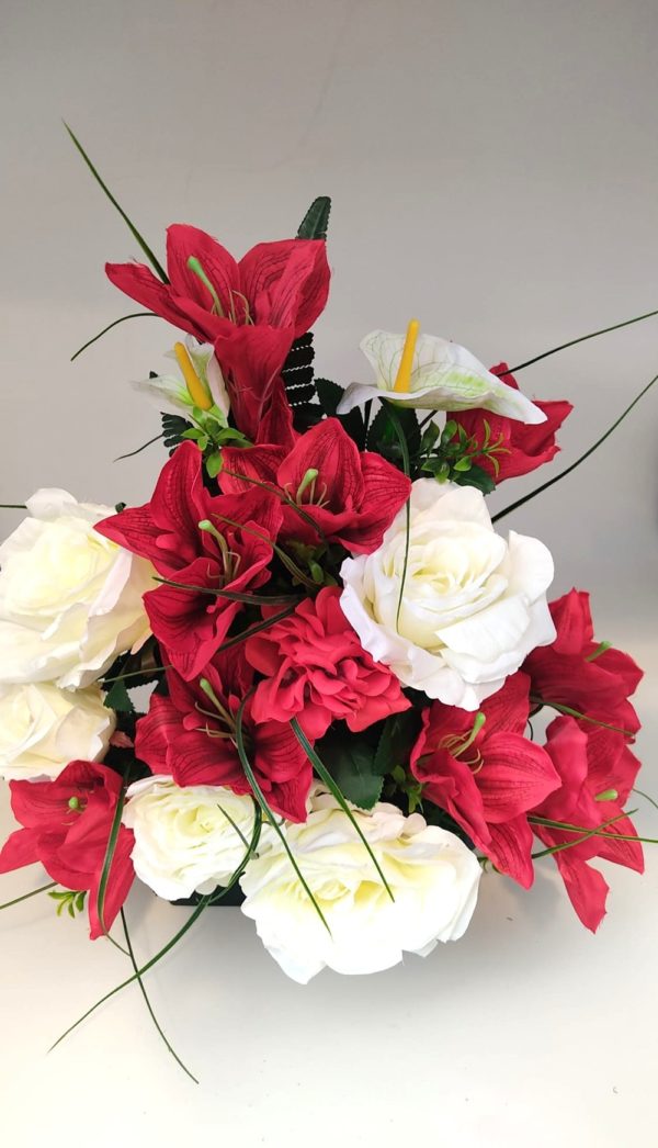 Pompes Funèbres Grosso : Jardinière rouge blanc