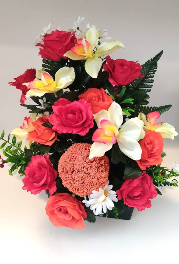 Pompes Funèbres Grosso : Jardinière rouge orange