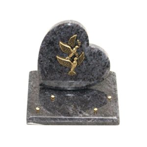 Pompes Funèbres Grosso : Coeur granit sur socle duo colombes