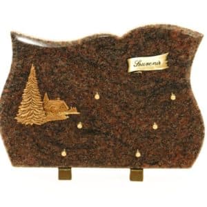 Pompes Funèbres Grosso : Plaque granit Him sapin chalet souvenir
