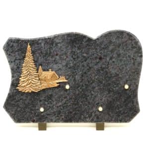 Pompes Funèbres Grosso : Plaque granit Mass Blue sapin chalet