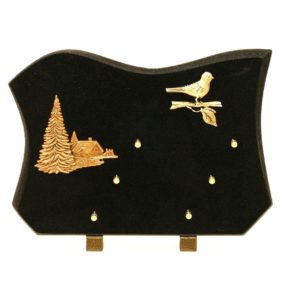 Pompes Funèbres Grosso : Plaque granit Noir sapin chalet fauvette