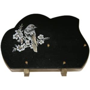 Pompes Funèbres Grosso : Plaque granit litho oiseau