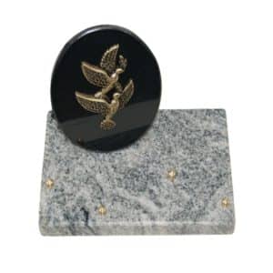 Pompes Funèbres Grosso : Plaque socle médaillon duo colombes