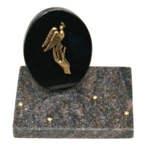 Pompes Funèbres Grosso : Plaque socle médaillon main colombe