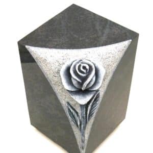 Pompes Funèbres Grosso : Urne granit MB rose sculptee