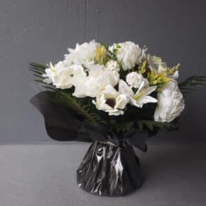 Pompes Funèbres Grosso : Bouquet bulle blanc noir