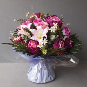 Pompes Funèbres Grosso : Bouquet bulle maxi taille violine h47cmxl43cm