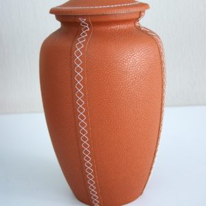 pompes funèbres grosso: Urne alu décor cuir marron