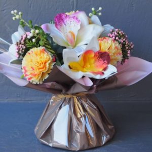 Pompes Funèbres Grosso : Bouquet bulle Orange Beige