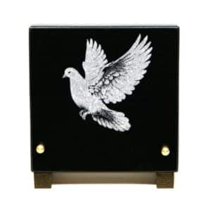Pompes Funèbres Grosso : Plaque granit mini colombe 15X15 cm