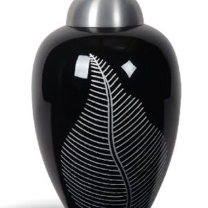 Pompes Funèbres Grosso : Leaf urne alu noire feuille Ø18x28 4l