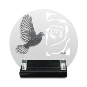 Pompes Funèbres Grosso : Plaque altu incolore motif inox colombe