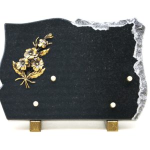 Pompes funèbres Grosso : Plaque craquelée fleur noir