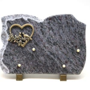 Pompes Funèbres Grosso : Plaque craquelée oiseau coeur MB