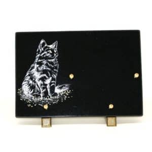 Pompes Funèbres Grosso : Plaque granit chat noir