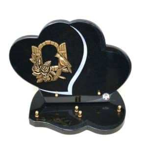 Pompes Funèbres Grosso : Plaque granit coeurs mêlés 35X25 cm