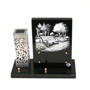 Pompes Funèbres Grosso : Plaque granit feufollet 30X27 cm