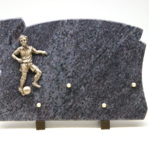 Pompes Funèbres Grosso : Plaque granit litho footballeur MB