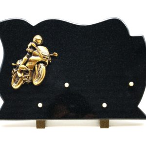 Pompes Funèbres Grosso : Plaque granit litho motard noir