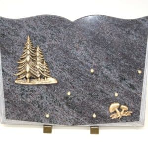 Pompoes Funèbres Grosso : Plaque granit livre sapin