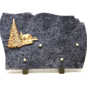 Pompes Funèbres Grosso : Plaque granit maison sapin MB 1